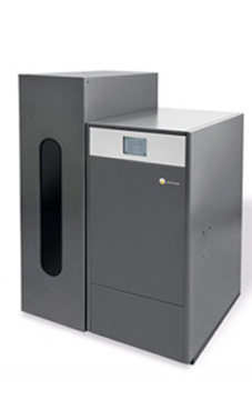 DOMUSA BIOCLASS NG 43 caldera de pellets de 42,7 Kw solo calefacción, con camara de combustión de acero inox., intercambiador tubular.
