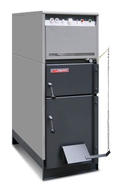 LASIAN CMX 25, caldera de pie de leña/gasoleo  de solo calefacción de dos hogares independientes de 25 KW 22.360 Kcal./h.(conjunto caldera y quemador)
