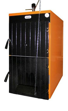 FERROLI SFL 4 caldera de leña de 27 kw, adaptable con accesorio quemador a pellet de 78% de rendimiento con leña, con carbon 79,5% y con pellet 87,7% presión máxima de trabajo 4 bar (caldera+quemador+depósito de 140 kg)