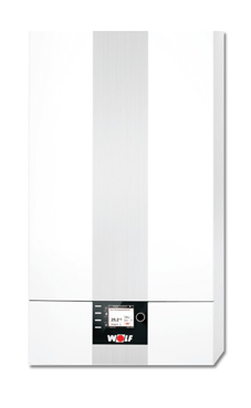 WOLF CGB-2 14 con módulo indicador digital AM de 14 KW con llaves y kit salida de gases horizontal
