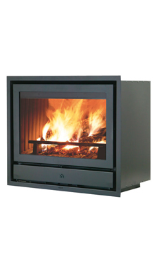 EDILKAMIN LUCE 62 N de 11,5 Kw. Tiro natural, plano de acero , fuego de fundición
