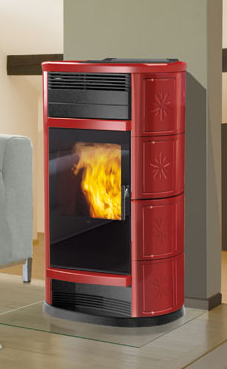 EDILKAMIN ANDE 18 Kw laterales, top y decoraciones de cerámica ( blanco crema / ceramica roja /ceramica cuero) Kit hidráulico incorporado con vaso expansión cerrado, circulador y válvula de seguridad.
