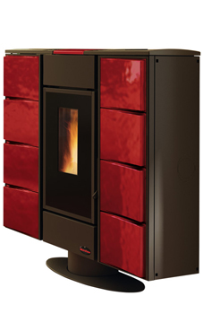 NORDICA-EXTRAFLAME ELISIR IDRO 3,7-12,7 Kw Revestimiento en cerámica. Caja de la ceniza. Vitro cerámico resistente a 750°Colores: pergamino y burdeos.